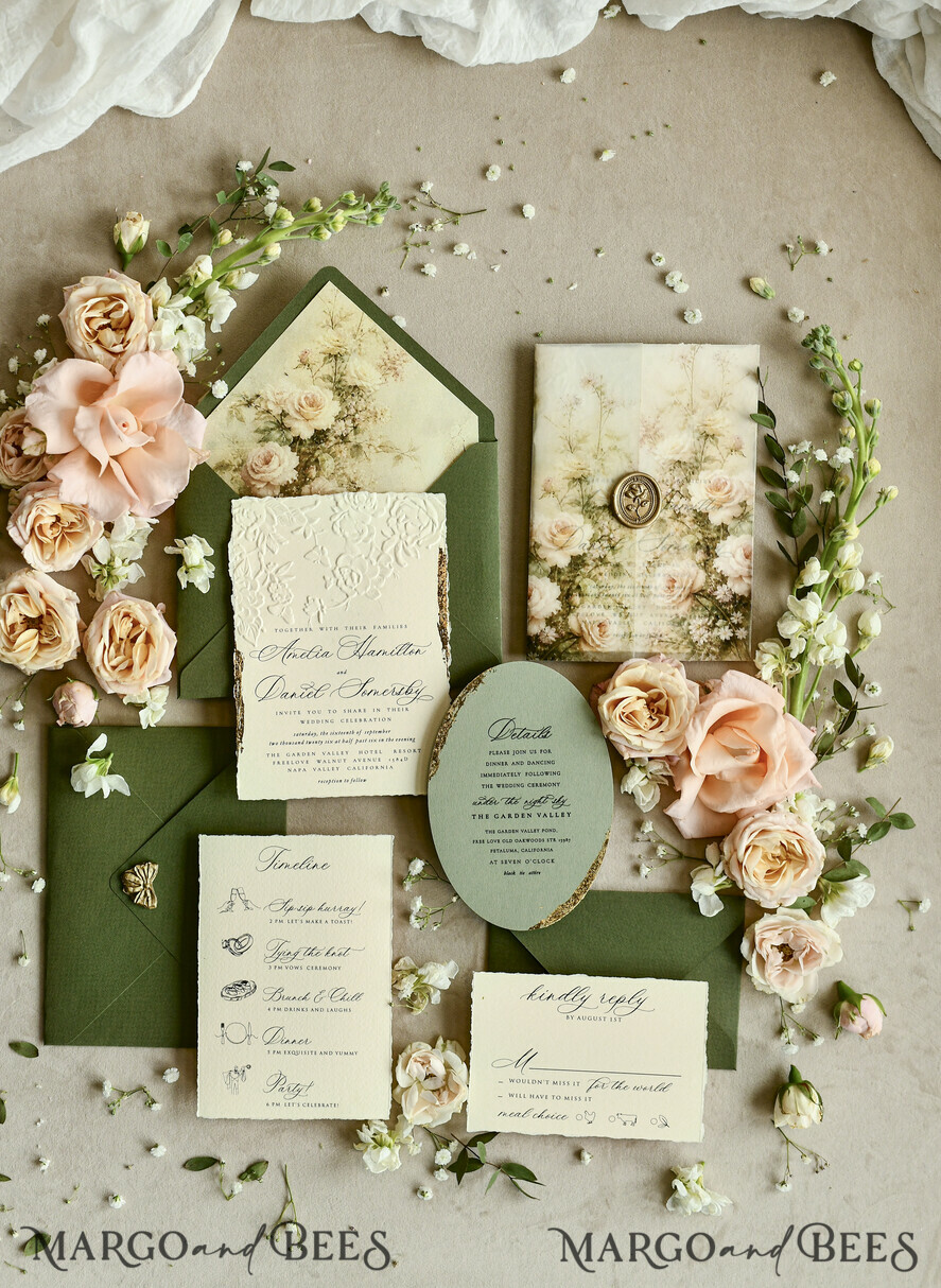 HOCHZEITS EINLADUNGEN geprägte Einladungen Hochzeits Einladung, Goldene Prägung Rosen Florale Hochzeits Einladung,