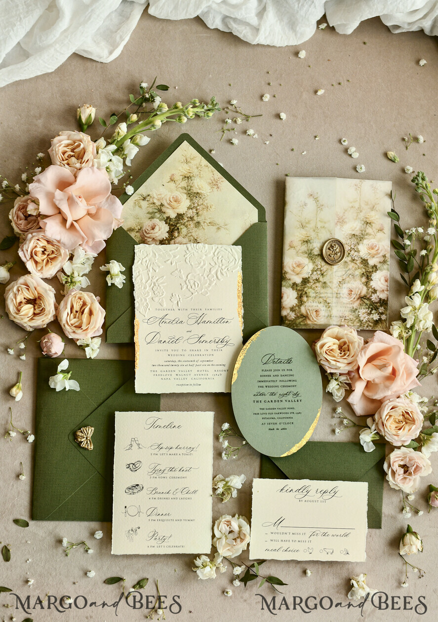 HOCHZEITS EINLADUNGEN geprägte Einladungen Hochzeits Einladung, Goldene Prägung Rosen Florale Hochzeits Einladung,