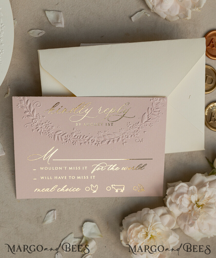 HOCHZEITS EINLADUNGEN geprägte Einladungen Fein Kunst Prägung Blind Elfenbein Gold Hochzeitseinladung, Goldene Debossierte Florale Hochzeitseinladung, Boho Ecru Debossierte Einladungssuite, Baumwollpapier Hochzeitseinladungssuite mit Spiegelherz