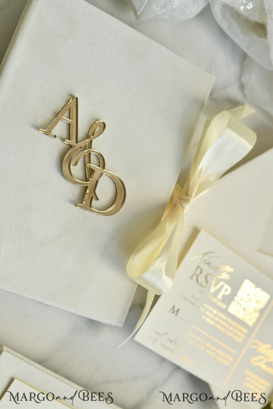 HOCHZEITS EINLADUNGEN Plexiglas Acrylspiegel Samtene Cover Klare Hochzeitskarten, elegante staubblaue Hochzeitskarten, Acrylhochzeits-Einladungen, Spiegelgold Plexi Einladungssatz