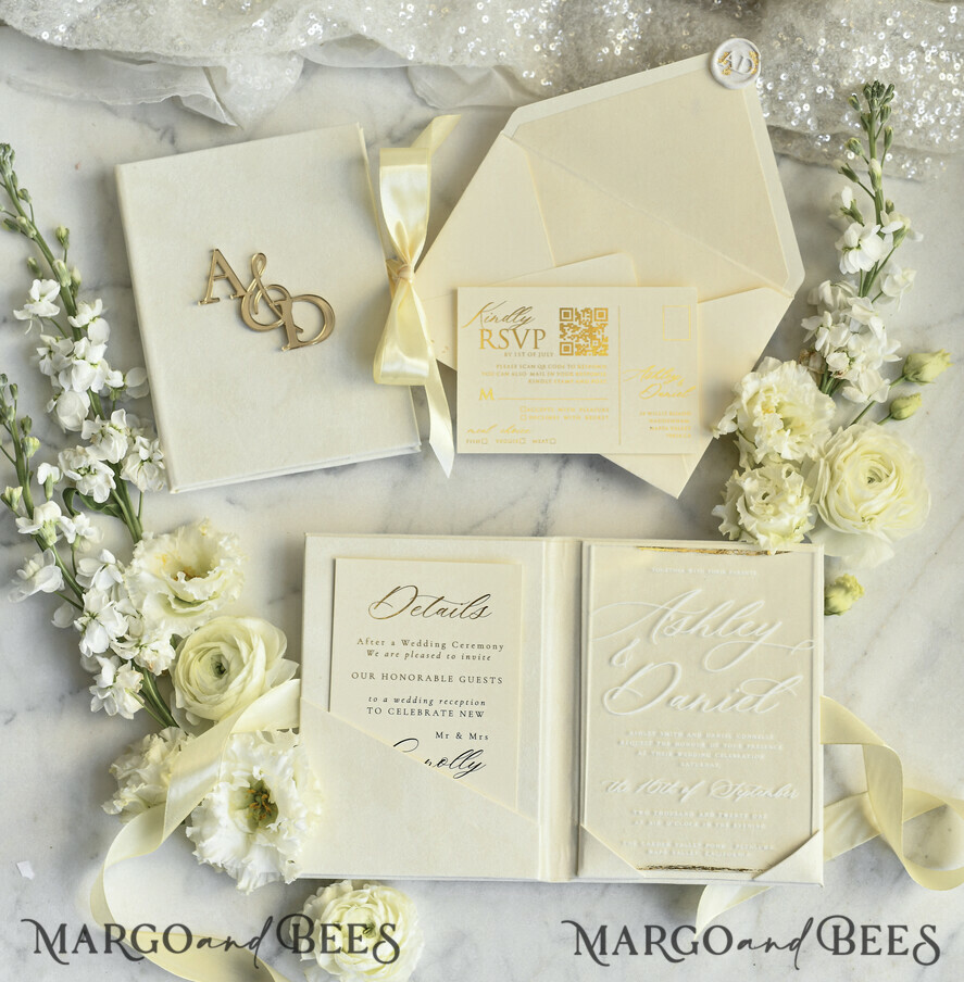 HOCHZEITS EINLADUNGEN Plexiglas Acrylspiegel Samtene Cover Klare Hochzeitskarten, elegante staubblaue Hochzeitskarten, Acrylhochzeits-Einladungen, Spiegelgold Plexi Einladungssatz