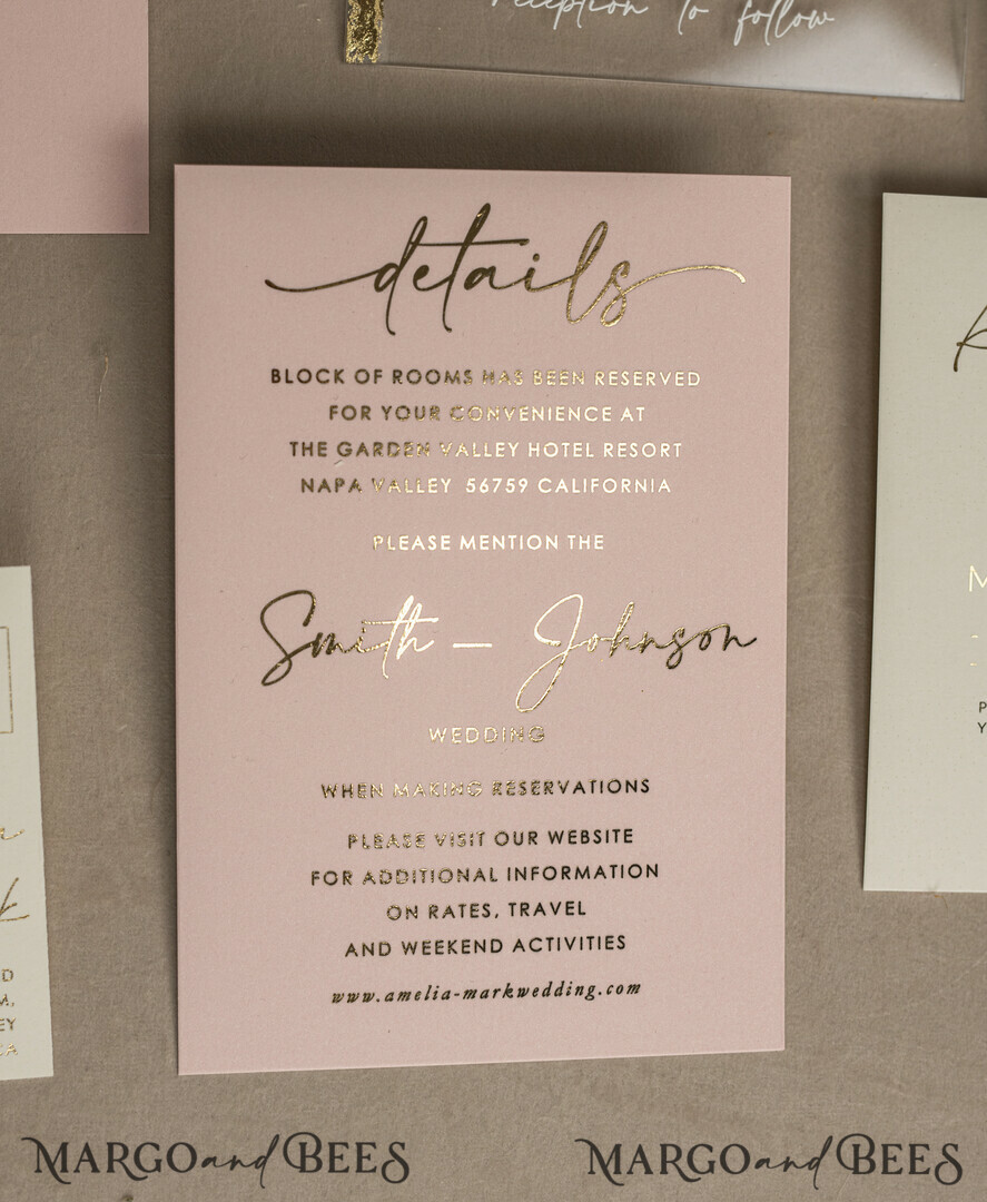 HOCHZEITS EINLADUNGEN Plexiglas Acrylspiegel Blush Pink Klare Bogen Hochzeitskarten, Elegante Gartenhochzeitseinladungen, Nude Acryl transparente Hochzeitseinladungen, Bogen Plexi Hochzeitseinladung Set