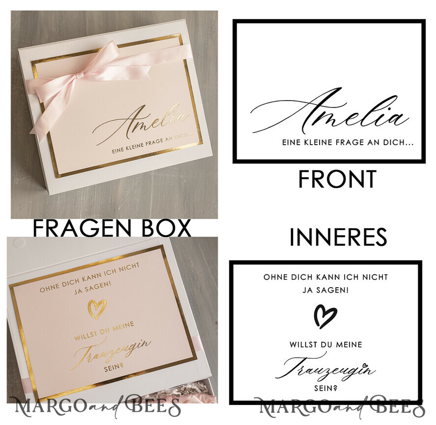 Brautjungfer/Trauzeuge Box Trauzeugin Geschenk Fragen Box XXL Trauzeugin Geschenk Fragen Box, Brautjungfer Trauzeuge, Möchtest Du meine Trauzeugin sein Box, Geschenkschachtel, Trauzeuge Fragen