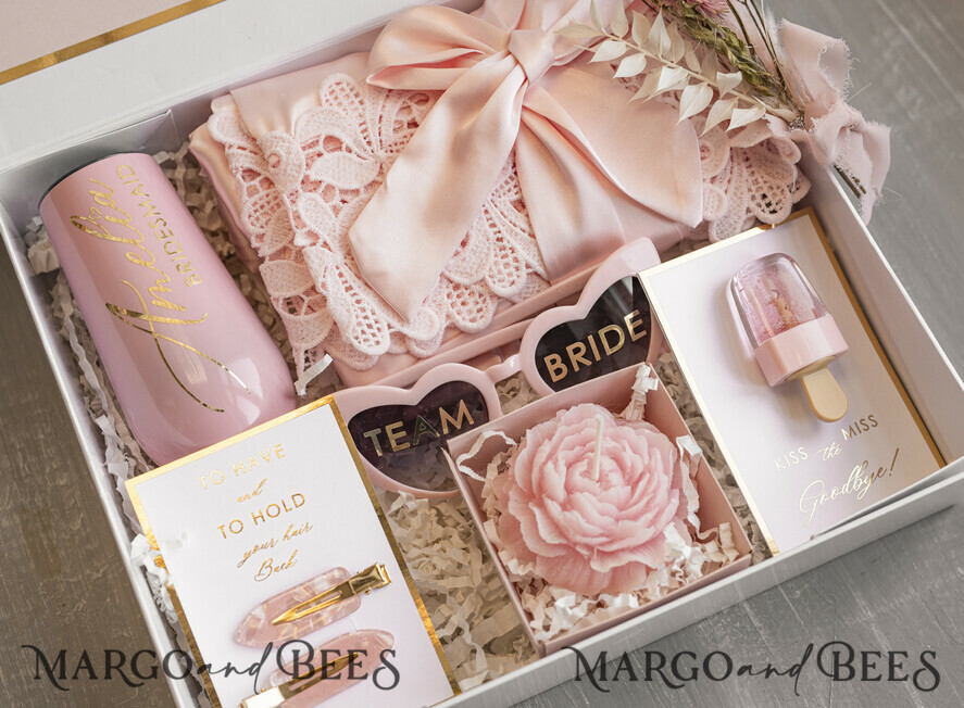 Brautjungfer/Trauzeuge Box Brautjungfern Vorschlagsbox Personalisierte Brautjungfern-Vorschlagsbox mit Robe, vollständige Trauzeugin-Box, Blush Will You Be My Bridesmaid-Set