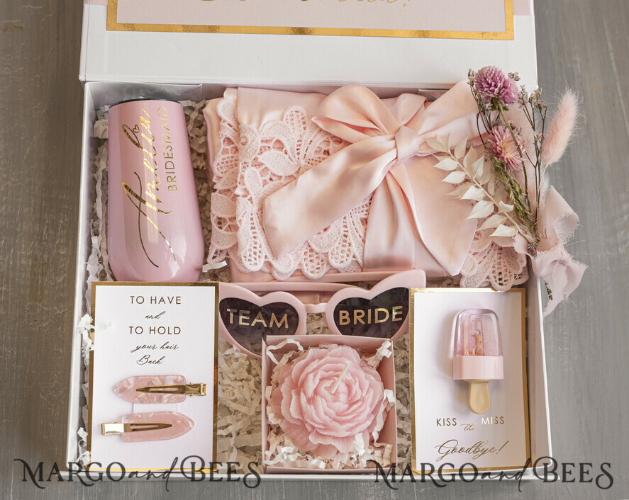 Brautjungfer/Trauzeuge Box Brautjungfern Vorschlagsbox Personalisierte Brautjungfern-Vorschlagsbox mit Robe, vollständige Trauzeugin-Box, Blush Will You Be My Bridesmaid-Set