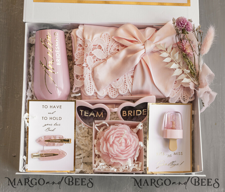 Brautjungfer/Trauzeuge Box Brautjungfern Vorschlagsbox Personalisierte Brautjungfern-Vorschlagsbox mit Robe, vollständige Trauzeugin-Box, Blush Will You Be My Bridesmaid-Set