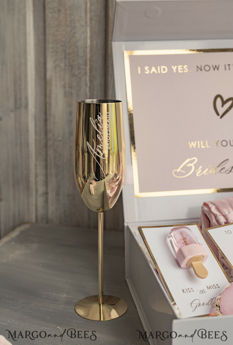 Brautjungfer/Trauzeuge Box Brautjungfern Vorschlagsbox Personalisierte Brautjungfern-Vorschlagsbox mit Robe, komplette Trauzeuginnen-Box, Blush Will You Be My Bridesmaid Box-Set