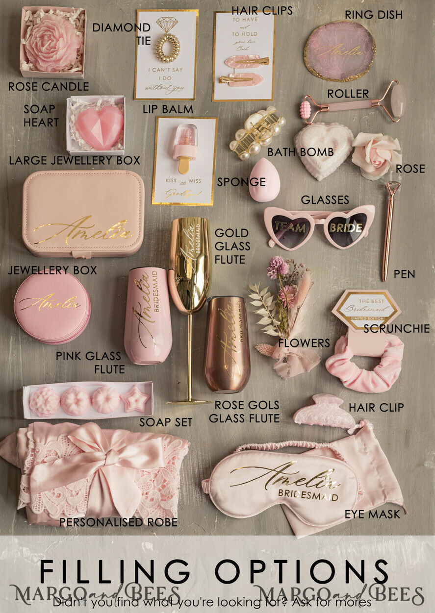 Brautjungfer/Trauzeuge Box Brautjungfern Vorschlagsbox Personalisierte Brautjungfern-Vorschlagsbox mit Robe, komplette Trauzeuginnen-Box, Blush Will You Be My Bridesmaid Box-Set