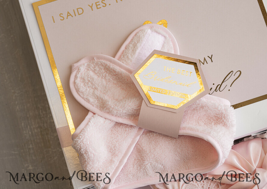 Brautjungfer/Trauzeuge Box Brautjungfern Vorschlagsbox Personalisierte Brautjungfern Vorschlagsbox mit Morgenmantel, vollständige Trauzeuginnenbox, Blush Will You Be My Bridesmaid Boxset