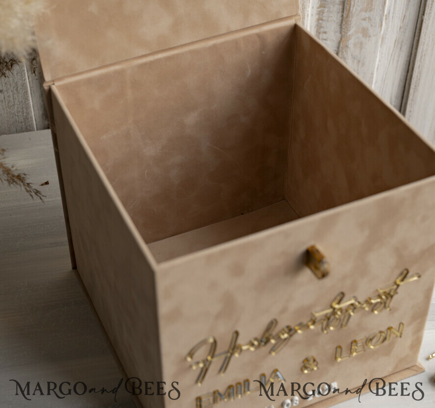 KARTONBOXEN  
 Hochzeitspost Briefbox Hochzeitspost Briefbox, Spardose aus Samt für Hochzeiten, weißer Samt