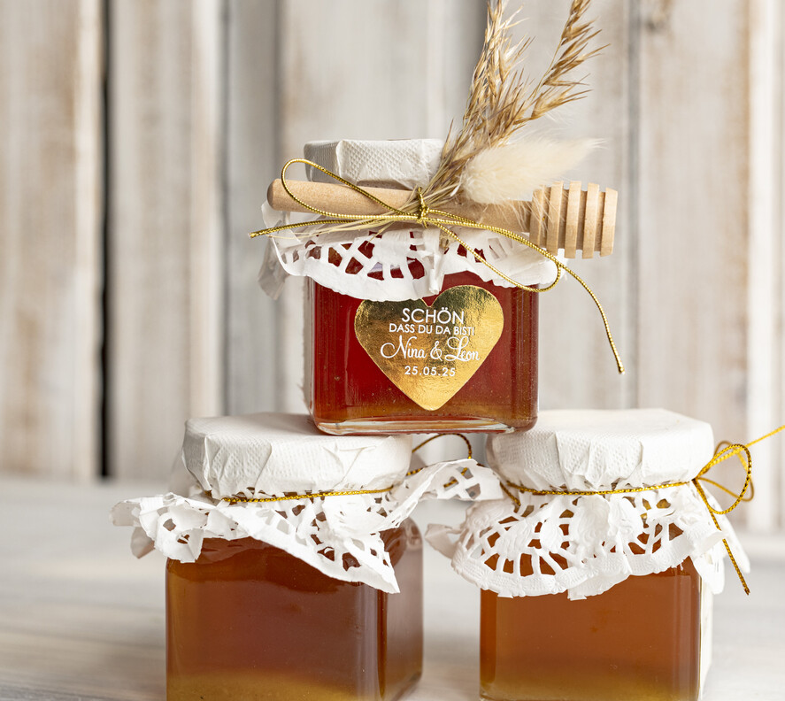 HOCHZEITSGESCHENKE Gastgeschenke Hochzeit Personalisierte Gastgeschenkgläser mit Blütenhonig Gastgeschenke Hochzeit Honig, Honiggeschenkglas mit Honig, handgemachte Gastgeschenke zur Hochzeit