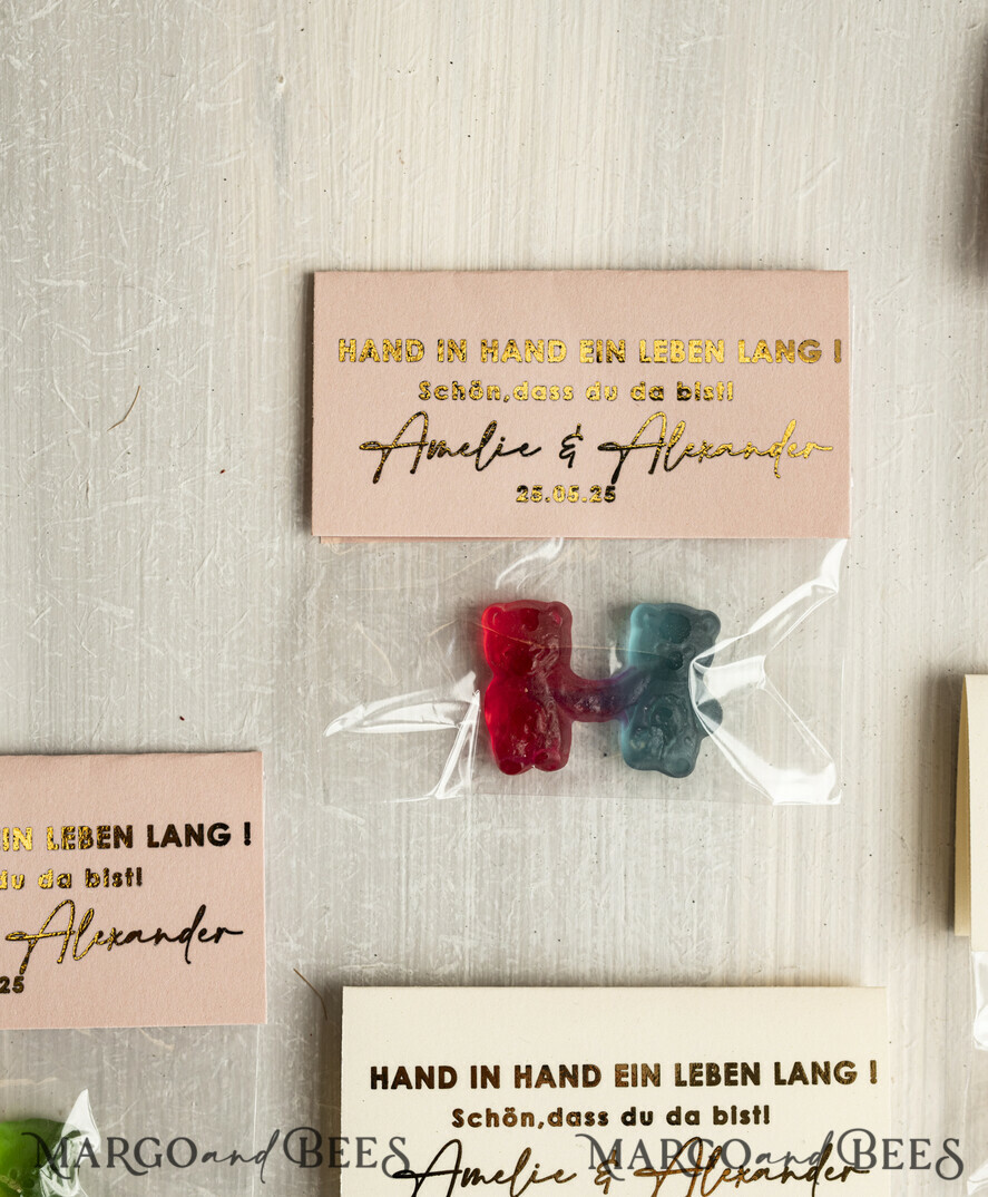 HOCHZEITSGESCHENKE Gastgeschenke Hochzeit Gastgeschenke Hochzeit Bärchen-Pärchen Gastgeschenke Hochzeit Gummibärchen Hand-in-Hand-ein-Leben-lang
