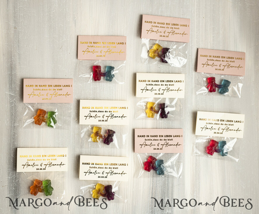 HOCHZEITSGESCHENKE Gastgeschenke Hochzeit Gastgeschenke Hochzeit Bärchen-Pärchen Gastgeschenke Hochzeit Gummibärchen Hand-in-Hand-ein-Leben-lang