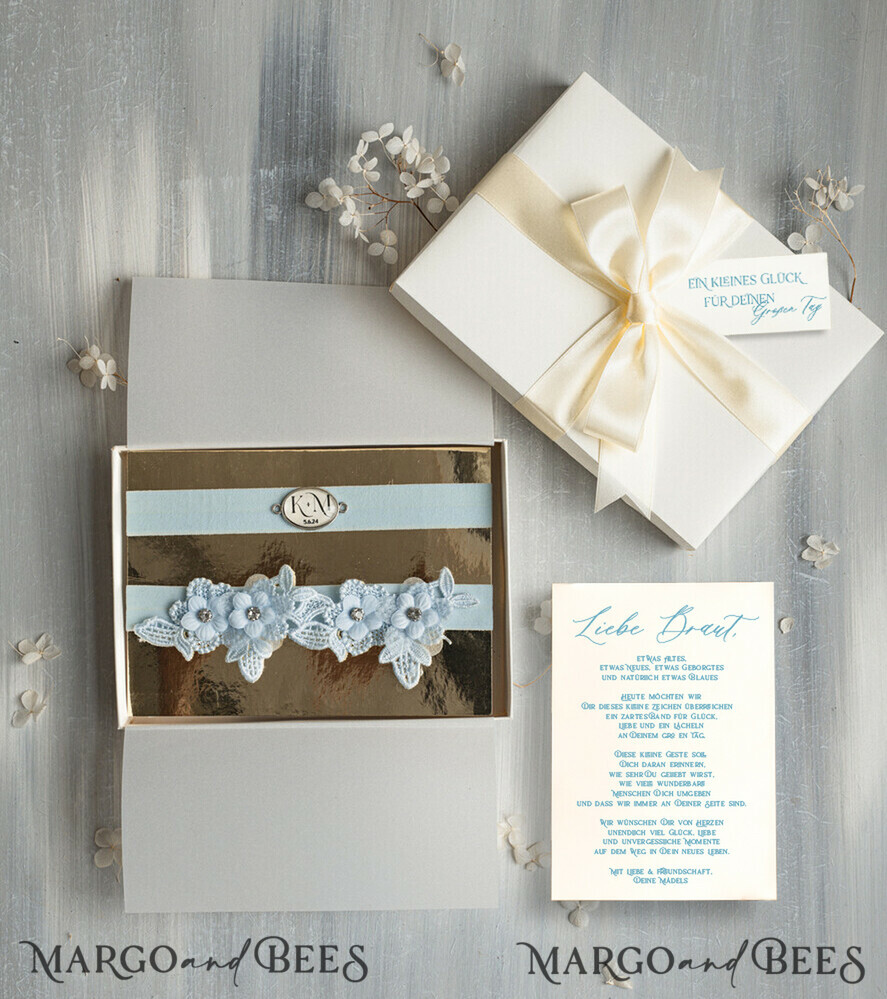 BRAUT Bolero, Kleider, Strumpfband Geschenkidee für die Braut Strumpfband Doppeltes Strumpfband-Set für die Braut – edel & romantisch in Geschenkbox mit Gedicht – perfektes Geschenk zur Hochzeit