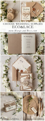 PLATZKARTEN / TISCHKARTEN  
 Spitze Romantische Spitzen-Hochzeitsplatzkarten in Braun und Elfenbein mit braunem Band, ökologische handgefertigte Hochzeitsstationery, elegante Namensschilder für Ihre Hochzeitstische, rustikale Karten.16