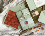HOCHZEITS EINLADUNGEN rustikal / Landhausstil / Shabby Chic Terracotta Salbeigrünes Hochzeitseinladungset, Natürliche Schleierkraut Blumen Hochzeitseinladung Suite Minimalistische Moderne Boho Gartenhochzeit Einladungen15