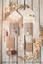 HOCHZEITS EINLADUNGEN rustikal / Landhausstil / Shabby Chic Rustikale Hochzeitskarten UK Echte Gypsophila Pergamentumwicklung mit Wachssiegel Baby Atem Blumen auf handgemachter Umschlag11