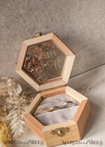 RINGTRÄGERBOXEN & KISSEN Epoxidharz Trauringe Box Hexagon Epoxidharz- und Holzhochzeitsringbox für die Zeremonie, Boho Epoxidhochzeitsringboxen für ihn und sie, transparente Epoxid-Doppelringbox für die Hochzeit, Holzharzblumen Heiratsantrag Ringbox.16