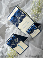 PLATZKARTEN / TISCHKARTEN  
 Rustikale Eco-Hochzeitsplatzkarten Elegante Ecru- und Marineblaue Hochzeitstischkarten, Rustikale Namensschilder, Romantische Hochzeitstischkarten mit Spitze und Ecru-Band, Individueller Text, Rustikale Hochzeitstischkarte7