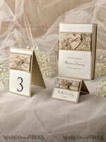 PLATZKARTEN / TISCHKARTEN  
 Rustikale Eco-Hochzeitsplatzkarten Romantische Eco-Hochzeitsplatzkarten mit Rinde und Jute-Band, braune und elfenbeinfarbene Namensschilder mit Holzherz, rustikale Hochzeitsstationery, elegante Hochzeitsplatzkarten.5