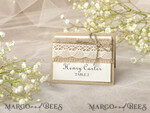 PLATZKARTEN / TISCHKARTEN  
 Rustikale Eco-Hochzeitsplatzkarten Rustikale Ivory Spitzen-Hochzeitsplatzkarten, Eco Platzkarten mit Jute-Schnur, eleganter schwarzer Druck, zarte Hochzeitsstationery, bearbeitbarer Text, rustikale Platzkarten4