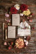 HOCHZEITS EINLADUNGEN blumig / Boho / Aquarell Hochzeitseinladungset elegant mit kalligraphischem Druck floralen pastellpfirsich37