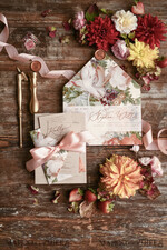 HOCHZEITS EINLADUNGEN blumig / Boho / Aquarell Hochzeitseinladungset elegant mit kalligraphischem Druck floralen pastellpfirsich37