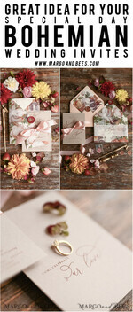 HOCHZEITS EINLADUNGEN blumig / Boho / Aquarell Hochzeitseinladungset elegant mit kalligraphischem Druck floralen pastellpfirsich37