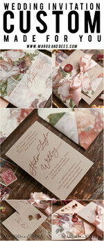 HOCHZEITS EINLADUNGEN blumig / Boho / Aquarell Hochzeitseinladungset elegant mit kalligraphischem Druck floralen pastellpfirsich37