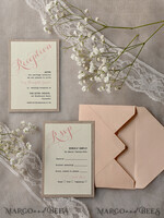 HOCHZEITS EINLADUNGEN vintage Spitze / rustikale Spitze Pfirsich Rustikale Hochzeitskarten mit echtem Spitzen-Mindestinvitation perfekt für eine Sommer-Landhochzeit7