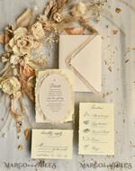 HOCHZEITS EINLADUNGEN vintage Spitze / rustikale Spitze Luxus-Hochzeitseinladungen in einer warmen Beige- und Nude-Farbpalette.14