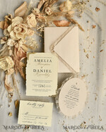 HOCHZEITS EINLADUNGEN vintage Spitze / rustikale Spitze Luxus-Hochzeitseinladungen in einer warmen Beige- und Nude-Farbpalette.14