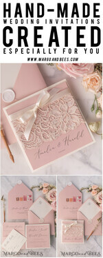 HOCHZEITS EINLADUNGEN vintage Spitze / rustikale Spitze Elegante Hochzeitskarten Vintage-Spitze personalisierte Einladung Elfenbein-Schüssel und dämmerndes Rosenpink17