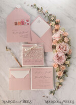 HOCHZEITS EINLADUNGEN vintage Spitze / rustikale Spitze Elegante Hochzeitskarten Vintage-Spitze personalisierte Einladung Elfenbein-Schüssel und dämmerndes Rosenpink17