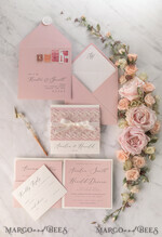 HOCHZEITS EINLADUNGEN vintage Spitze / rustikale Spitze Personalisierte Hochzeitskarten Vintage Spitze Einladungen Blush Pink und Elfenbein17