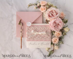 HOCHZEITS EINLADUNGEN vintage Spitze / rustikale Spitze Personalisierte Hochzeitskarten Vintage Spitze Einladungen Blush Pink und Elfenbein17