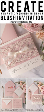 HOCHZEITS EINLADUNGEN vintage Spitze / rustikale Spitze Personalisierte Hochzeitskarten Vintage Spitze Einladungen Blush Pink und Elfenbein17