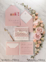 HOCHZEITS EINLADUNGEN vintage Spitze / rustikale Spitze Personalisierte Hochzeitskarten Vintage Spitze Einladungen Blush Pink und Elfenbein17