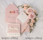 HOCHZEITS EINLADUNGEN vintage Spitze / rustikale Spitze Personalisierte Hochzeitskarten Vintage Spitze Einladungen Blush Pink und Elfenbein17
