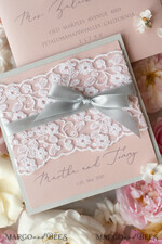 HOCHZEITS EINLADUNGEN vintage Spitze / rustikale Spitze Romantische Hochzeitseinladungen Vintage Spitze Personalisierte Einladung Hellgrau und Blush Pink39