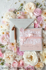 HOCHZEITS EINLADUNGEN vintage Spitze / rustikale Spitze Romantische Hochzeitseinladungen Vintage Spitze Personalisierte Einladung Hellgrau und Blush Pink39