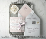 HOCHZEITS EINLADUNGEN vintage Spitze / rustikale Spitze Vintage Spitze Erschwingliche Hochzeitskarten Elegante Einladungen Grau und Blush Pink8