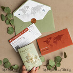HOCHZEITS EINLADUNGEN Pass zur Liebe / Strandhochzeits-Einladungen Salbeigrün Terrakotta Reisepass Hochzeits Einladung, verbranntes Orange Gold Hochzeitskarten Boarding Pass, Toskana Reisepass Hochzeits Einladungen im Ausland, Zielhochzeits Einladungen, Reise-Karten Hochzeitsstationery10