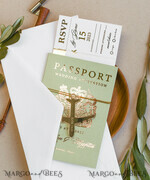 HOCHZEITS EINLADUNGEN Pass zur Liebe / Strandhochzeits-Einladungen Salbeigrün Toskana Reisepass Hochzeits Einladung, Goldene Flugzeug Hochzeitskarten Boarding Pass, Griechenland Reisepass Hochzeits Einladungen im Ausland, Hochzeits Einladungen für Zielorte, Reisekarten Hochzeitsstationery16