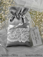 HOCHZEITSGESCHENKE Geschenktüten aus Satin und Spitze niedliche Hochzeitsgeschenk-Karten, Vintage-Satinbeutel5