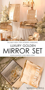 RINGTRÄGERBOXEN & KISSEN Klarer Gold-Acrylringbox Ringbox für die Hochzeitszeremonie 3 Ringe, Spiegel-Acryl Goldene Hochzeitsringbox für die Zeremonie, Boho Glam Hochzeitsringboxen, Luxuriöse Acryl Goldringbox doppelt, individuelle Farben.15