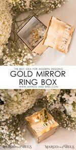 RINGTRÄGERBOXEN & KISSEN Klarer Gold-Acrylringbox Ringbox für die Hochzeitszeremonie 3 Ringe, Spiegel-Acryl Goldene Hochzeitsringbox für die Zeremonie, Boho Glam Hochzeitsringboxen, Luxuriöse Acryl Goldringbox doppelt, individuelle Farben.15
