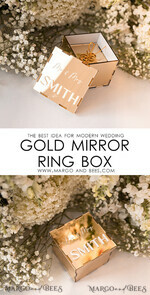 RINGTRÄGERBOXEN & KISSEN Klarer Gold-Acrylringbox Ringbox für die Hochzeitszeremonie 3 Ringe, Spiegel-Acryl Goldene Hochzeitsringbox für die Zeremonie, Boho Glam Hochzeitsringboxen, Luxuriöse Acryl Goldringbox doppelte individuelle Farben.11