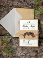 HOCHZEITS EINLADUNGEN Wald / Berge / Waldlandschaft Thema rustikale Holzbriefpapier7