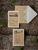HOCHZEITS EINLADUNGEN Wald / Berge / Waldlandschaft Thema rustikale Holzbriefpapier8